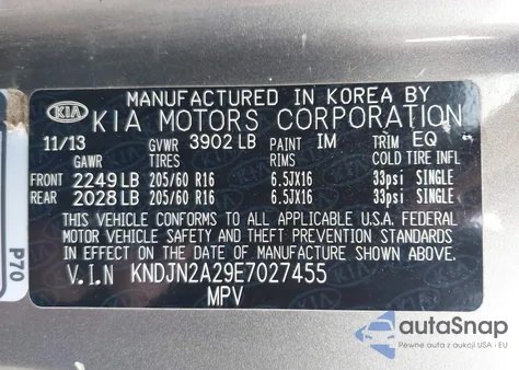 2014 Kia Soul from USA, damaged, VIN KNDJN2A29E7027455